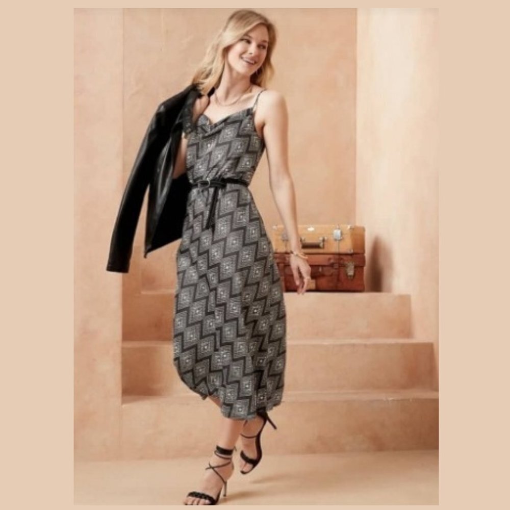 Banana Republic Women's Satin Slip Spaghetti Strap Midi Dress - S